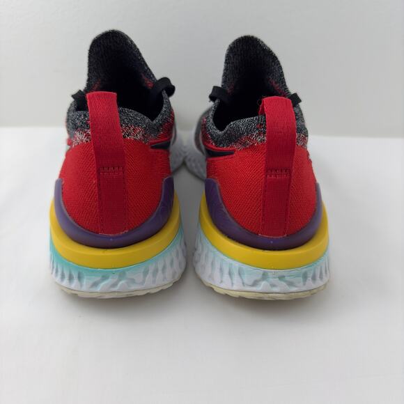 Nike Epic React Flyknit 2 black hyper jade university red running shoes - Picture 4 of 10